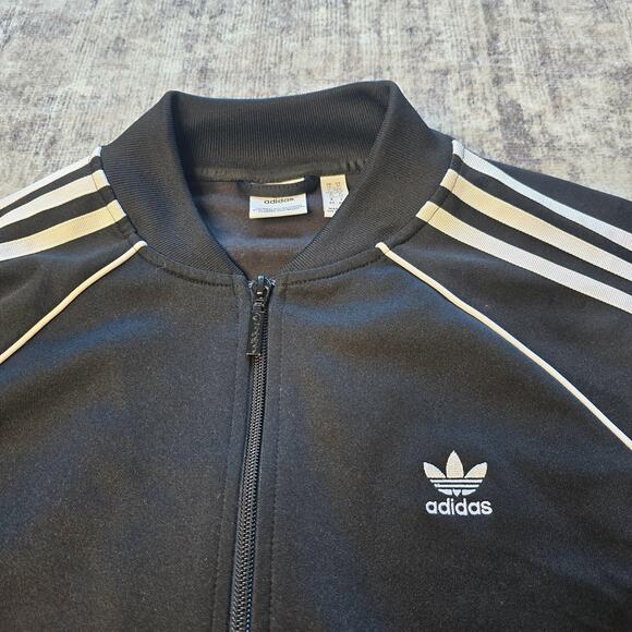 Adidas Jacket Womens Medium Track Full Zip Trefoil 3 Stripe Vintage Style Retro - Picture 4 of 11